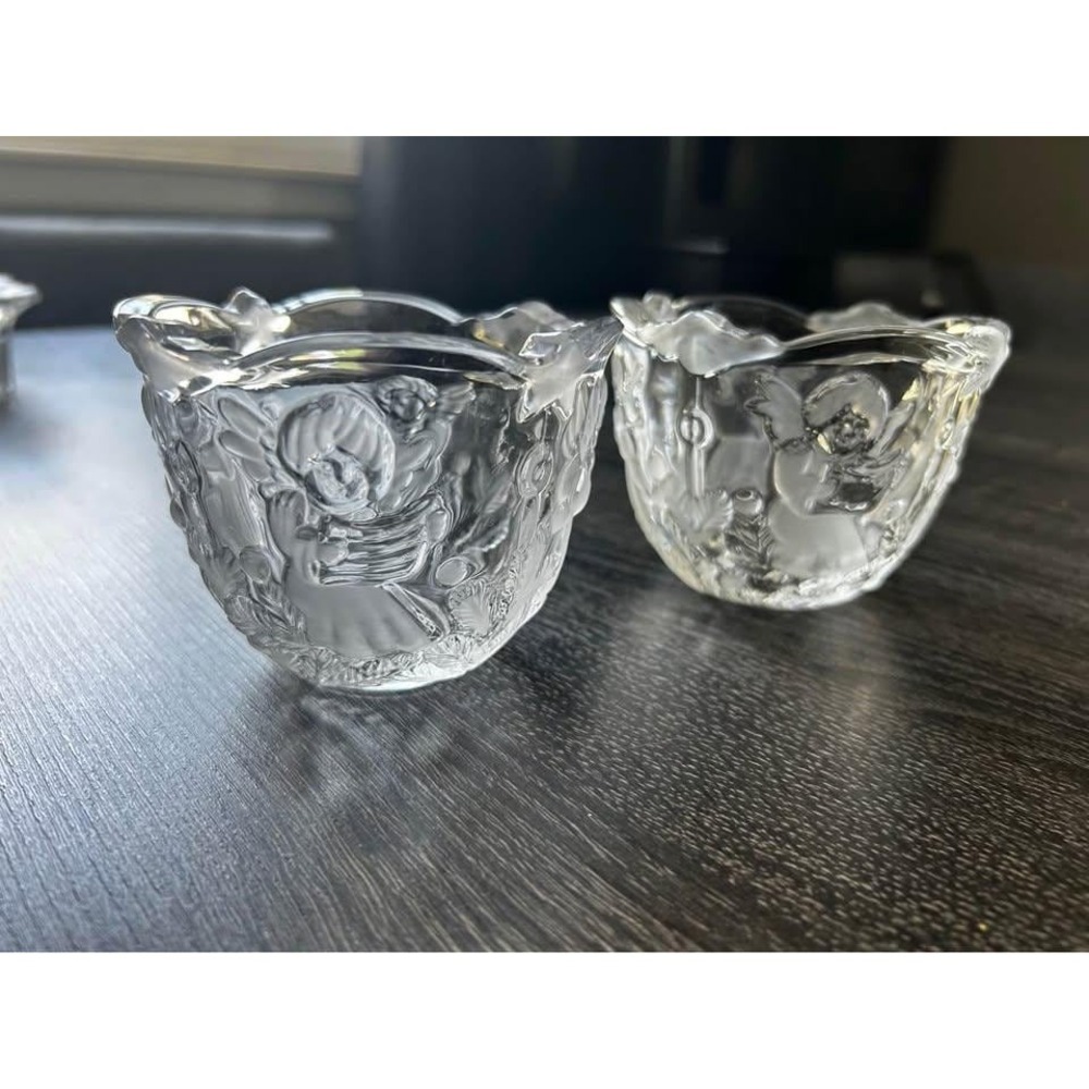 Mikasa Holiday Lights Angel Votive Candle Holders Set‎ of 2 Frosted Glass